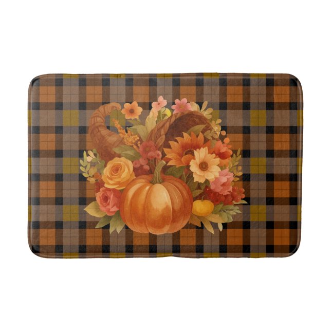 Autumn Harvest Seasonal Decorative  Bath Mat (Front)