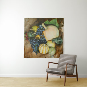 Autumn Harvest Still Life with Pumpkins, Gourds Tapestry