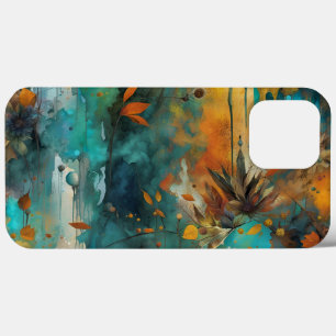 Autumn Harvest Teal Rust Gold Abstract iPhone 13 Pro Max Case