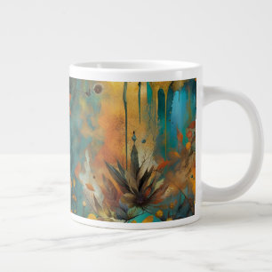 Autumn Harvest Teal Rust Gold Abstract Large Coffee Mug