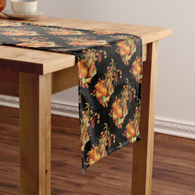 Autumn Harvest Thanksgiving Black Table Runner (In Situ)