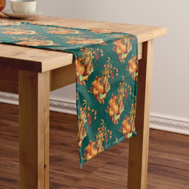 Autumn Harvest Thanksgiving Green Table Runner (In Situ)