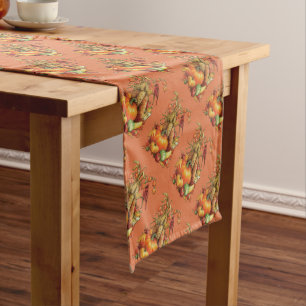 Autumn Harvest Thanksgiving Orange Table Runner