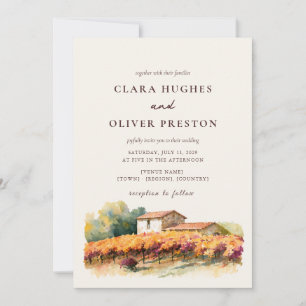 Autumn Harvest Tuscan Vineyard Cantina Wedding  Invitation