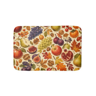 Autumn Harvest Watercolor Pattern Bath Mat