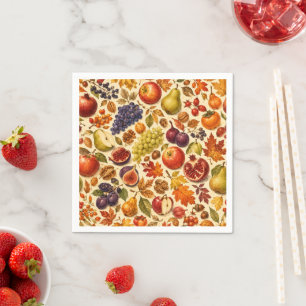 Autumn Harvest Watercolor Pattern  Napkin