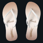 Autumn Harvest Wedding Bride Jandals<br><div class="desc">The autumn harvest is the theme of these elegant Bride flip flops which feature grain on a bronze background.  All text can be customised for your special occasion.</div>