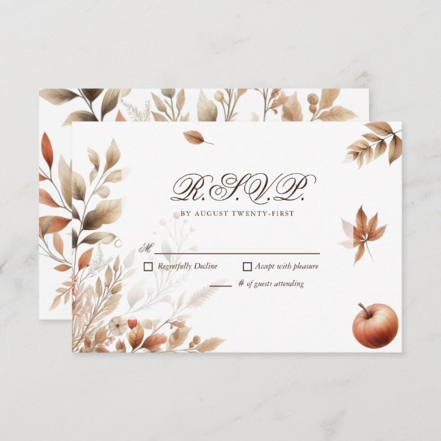Autumn Harvest Wedding RSVP Botanical Reply (Front/Back)