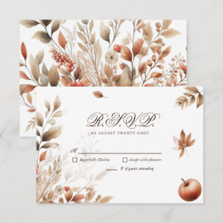 Autumn Harvest Wedding RSVP Botanical Reply Card