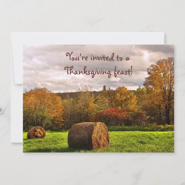 Autumn Hay Harvest Thanksgiving Invitation (Front)