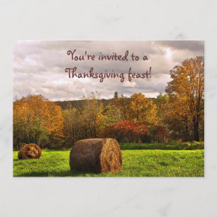 Autumn Hay Harvest Thanksgiving Invitation