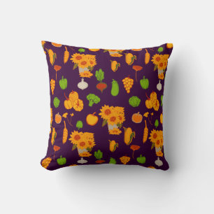 Autumn Healthy Harvest Veggie And Fruits Cushion