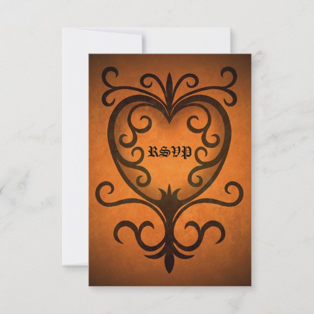 Autumn heart rsvp wedding card (Front)