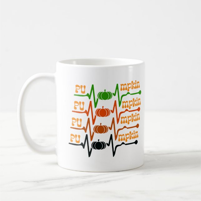 Autumn Heartbeat Fall Autumn Pumpkin  Coffee Mug (Left)