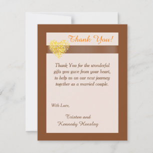 Autumn Hearts 4x5 Flat Wedding Thank You Card