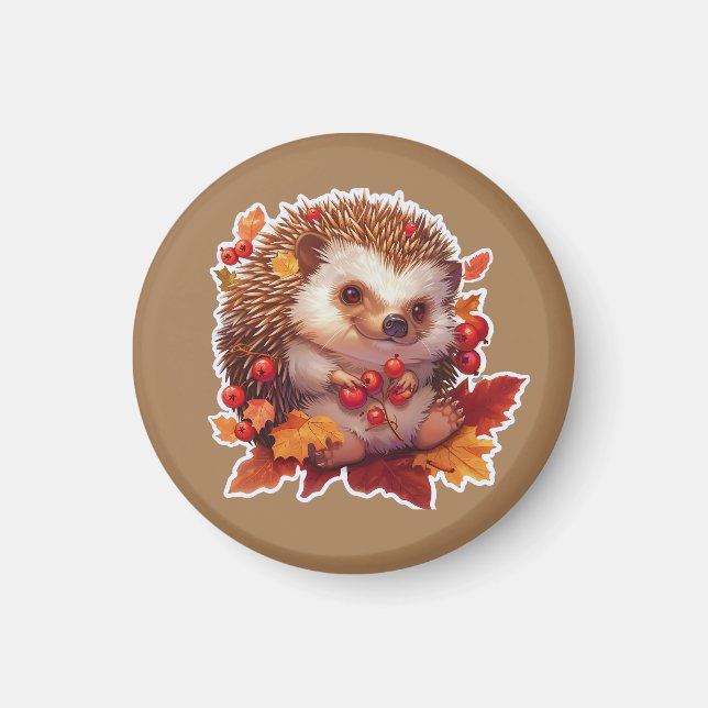 Autumn Hedgehog Adventure 2 Magnet (Front)