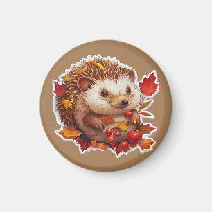Autumn Hedgehog Adventure Magnet