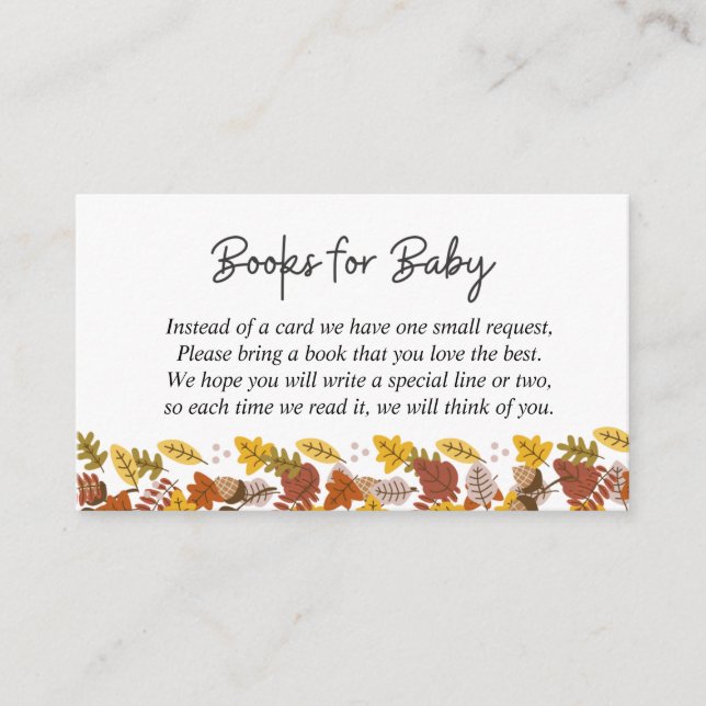 Autumn Hedgehog Baby Shower Book Request Enclosure Card (Front)