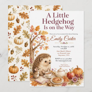 Autumn Hedgehog Baby Shower Invitation