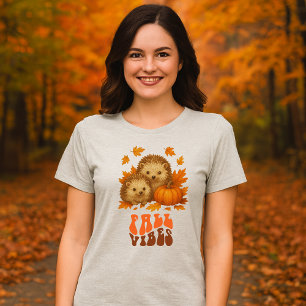 Autumn Hedgehogs illustration & Fall Vibes script Tri-Blend Shirt