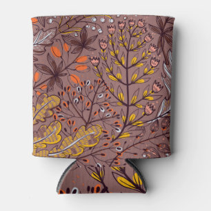 Autumn herbs, vintage floral seamless. can cooler
