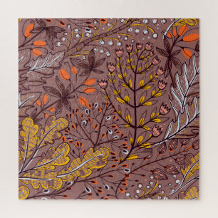 Autumn herbs, vintage floral seamless. jigsaw puzzle