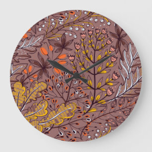 Autumn herbs, vintage floral seamless. large clock