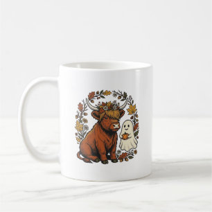 Autumn Highland Cow Ghost Vintage Engraving Shirt Coffee Mug