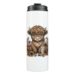 Autumn Highland Cow Vintage Fall Farmhouse Art Thermal Tumbler