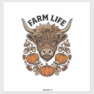 Autumn Highland Cow With Heart Glasses
