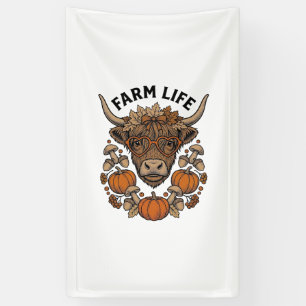 Autumn Highland Cow With Heart Glasses Banner
