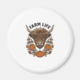 Autumn Highland Cow With Heart Glasses Magnet
