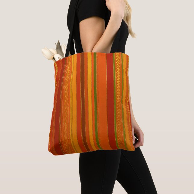 Autumn Holidays Stripes Bright Tote Bag (Close Up)