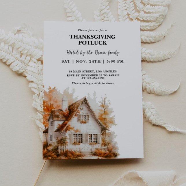 Autumn Home Thanksgiving Dinner Invitation (Creator Uploaded)