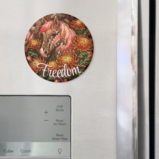 Autumn Horse Floral Chrysanthemums Personalised Magnet (In Situ (Fridge))