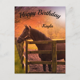 Autumn Horse Happy Birthday Personalised   Postcard