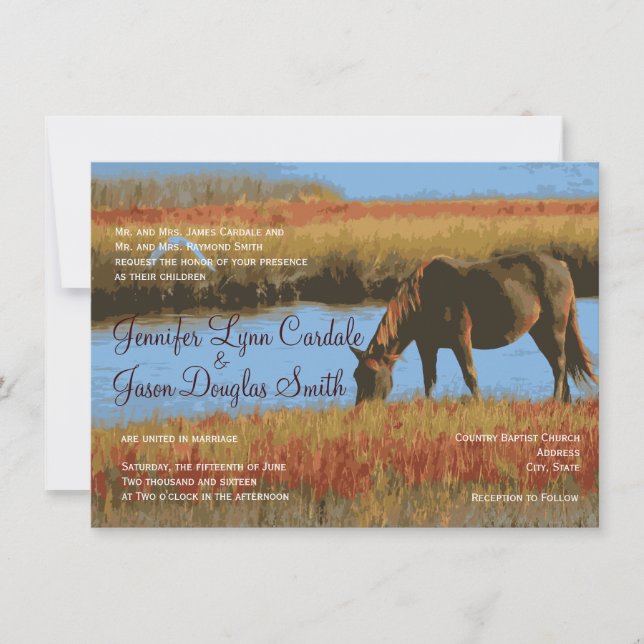 Autumn Horse Rustic Country Wedding Invitations (Front)