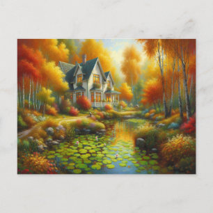 Autumn House Lake  Postcard