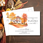 Autumn House Moving Announcement Postcard<br><div class="desc">This heartwarming announcement features a watercolor autumn tree scene with a house in the background. The words "Our Family Has Planted New Roots". It's the perfect way to let your friends and family know about your upcoming move.  It's sure to be a hit with everyone who receives it.</div>