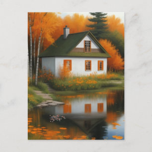 autumn house postcard