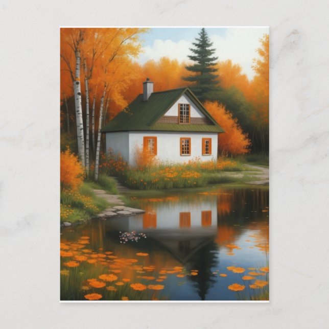  autumn house  postcard (Front)