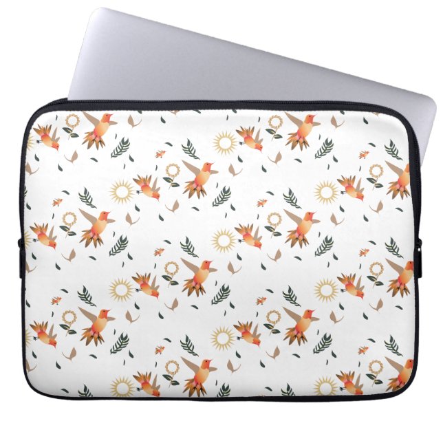 Autumn Hummingbird Floral Pattern Laptop Sleeves (Front)