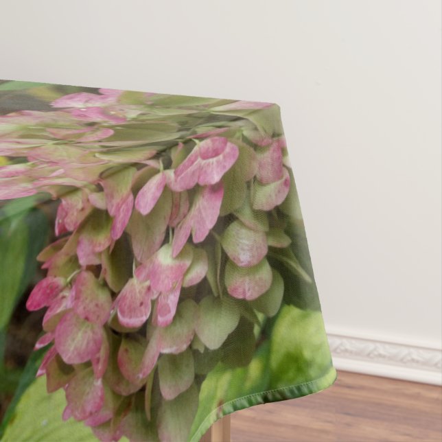 Autumn Hydrangea Bloom with Golden Hosta Leaves Tablecloth (In Situ)