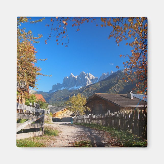 Autumn in a village in the Dolomites in Italy Magnet (Front)