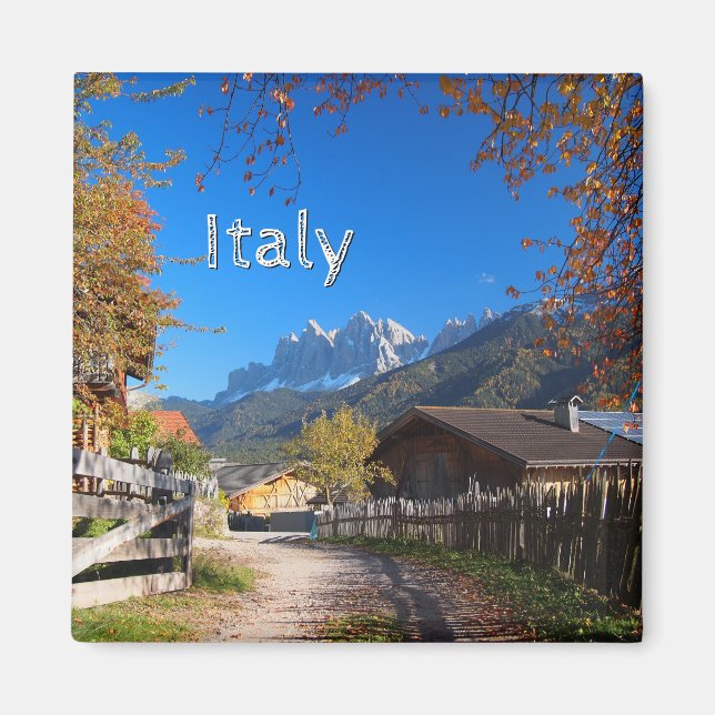 Autumn in a village in the Dolomites in Italy Magnet (Front)