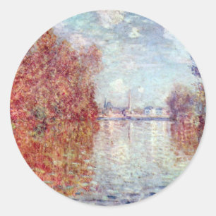 Autumn in Argenteuil by Claude Monet Classic Round Sticker