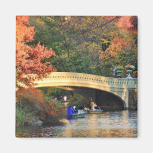 Autumn in Central Park: Boaters by Bow Bridge  #01 Magnet