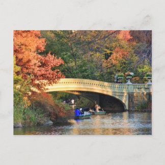 Autumn in Central Park: Boaters by Bow Bridge  #01 Postcard