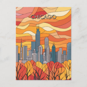 Autumn in Chicago Illinois TRavel Postcard