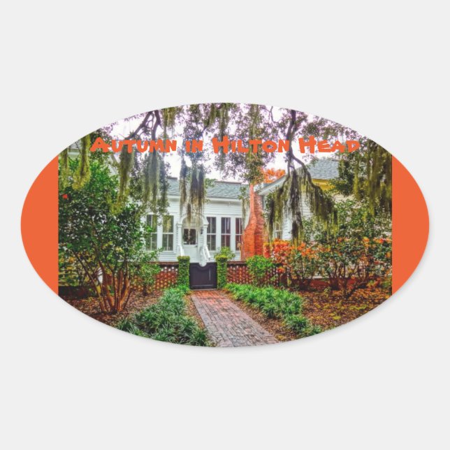 Autumn In Hilton Head Coastal Discovery Museum HHI Oval Sticker (Front)